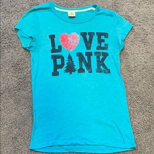 VS PINK Blue Distressed Logo Tee Size L